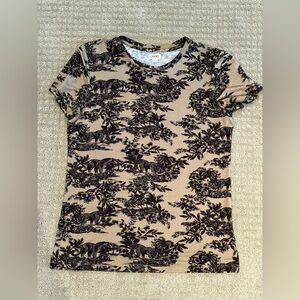 L'AGENCE Black and Tan Patterned Short Sleeve Tee